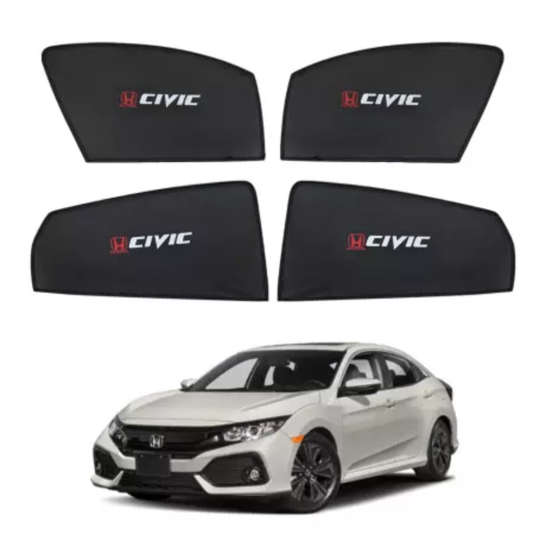 Honda Civic Sun Shades With Logo - 4 Pcs | Model 2017 - 2022