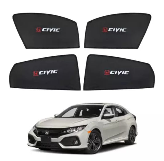 Honda Civic Sun Shades With Logo - 4 Pcs | Model 2017 - 2022