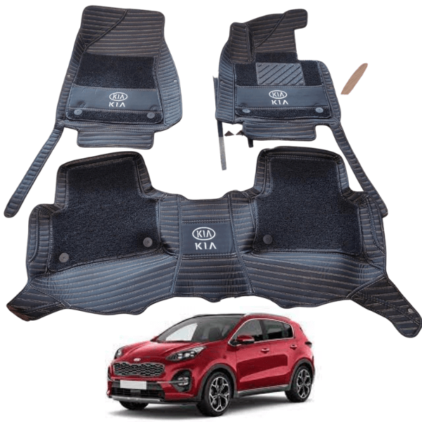 KIA Sportage 10D Floor Mats with Black Grass | 3 Pcs | Sportage Best Floor Mats | Sportage 10D Floor