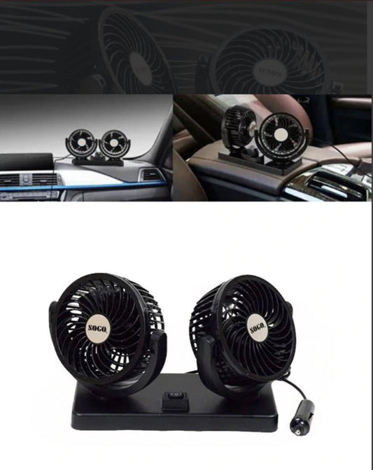 Dual Headed Rotatable Vehicle Fan - 12V | Large Size - New Modern Autos