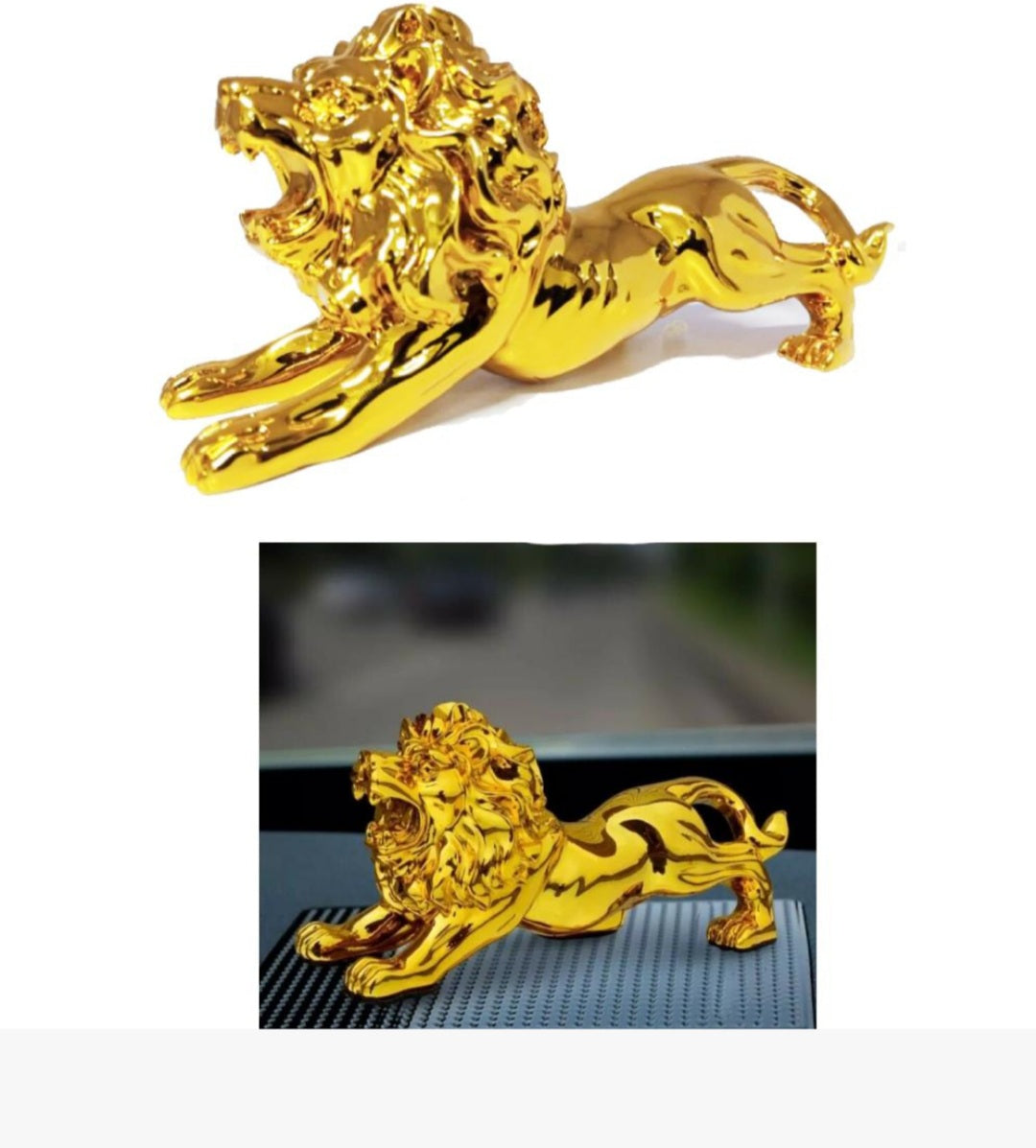 Lion Golden Sculpture Dashboard Decoration With Double Tape