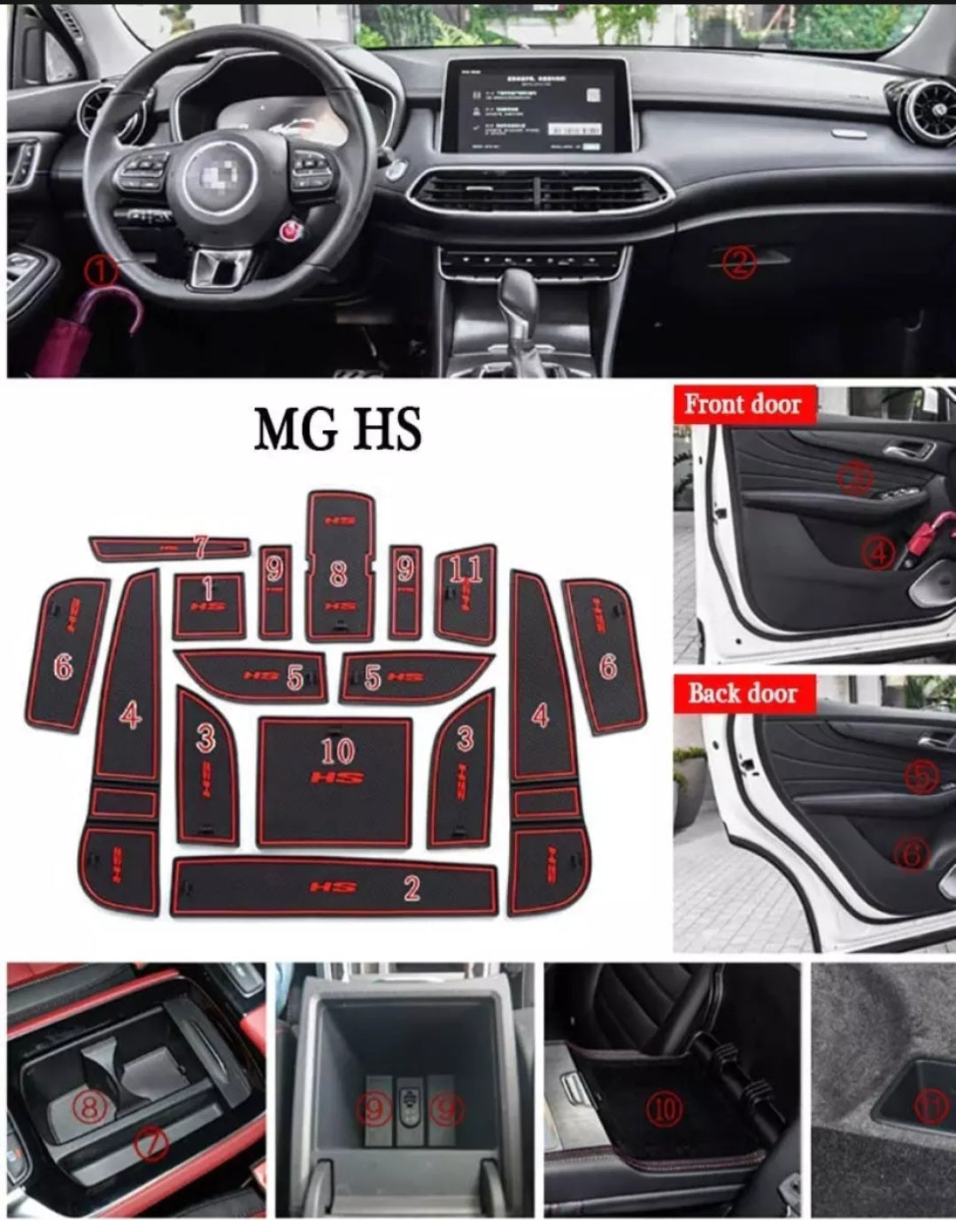 MG HS Interior Non Slip Mats