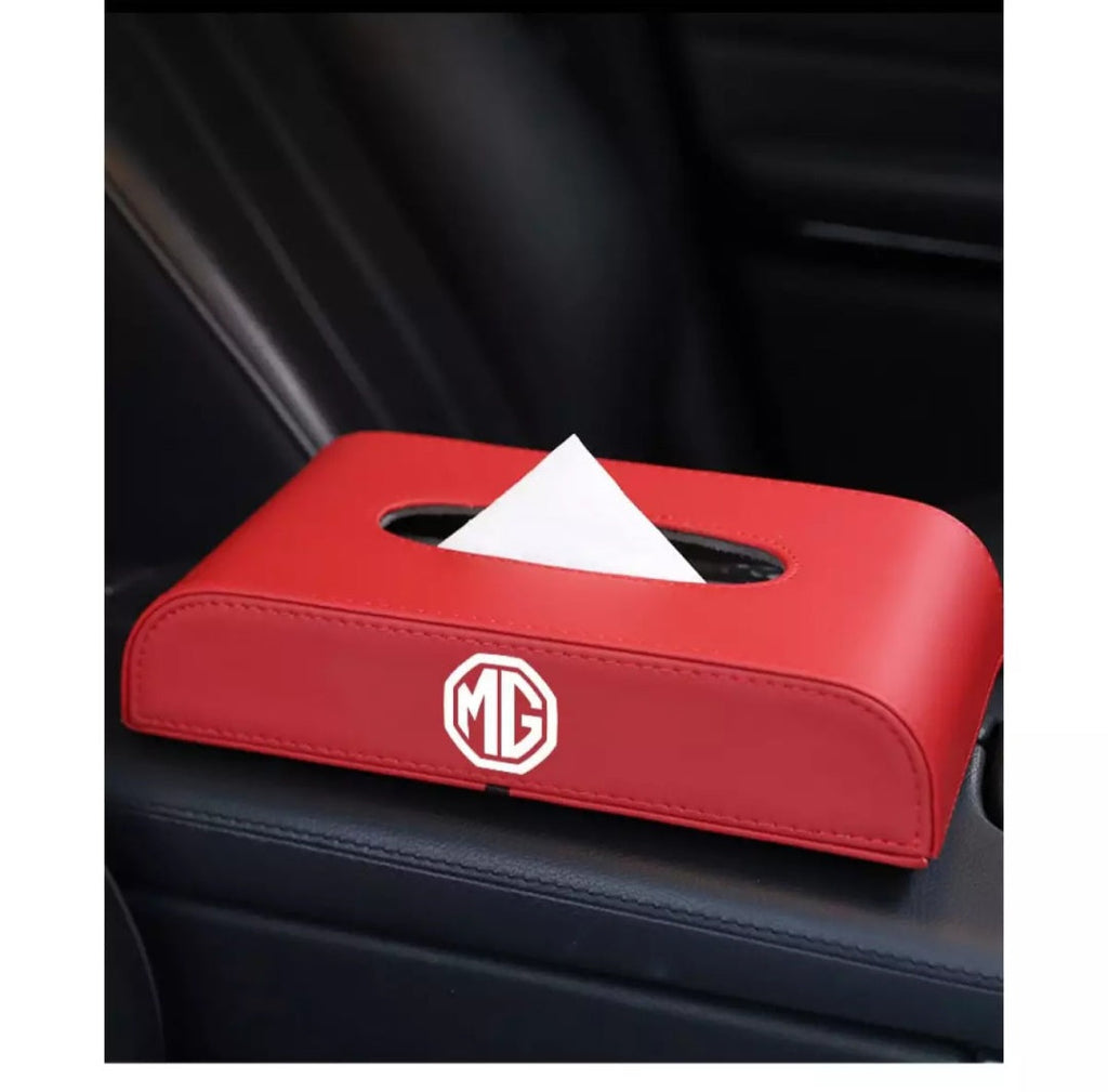 Car Tissue Box High Quality - PU Leather Red Black Brown - New Modern Autos