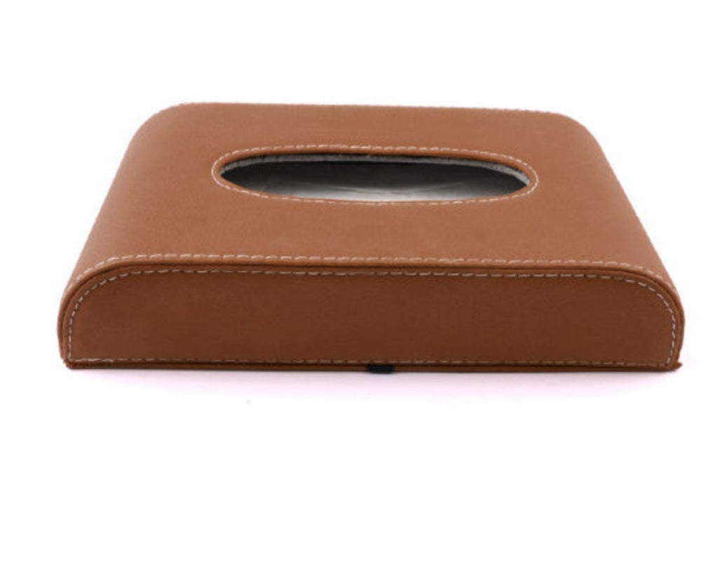 Car Tissue Box High Quality - PU Leather Red Black Brown - New Modern Autos