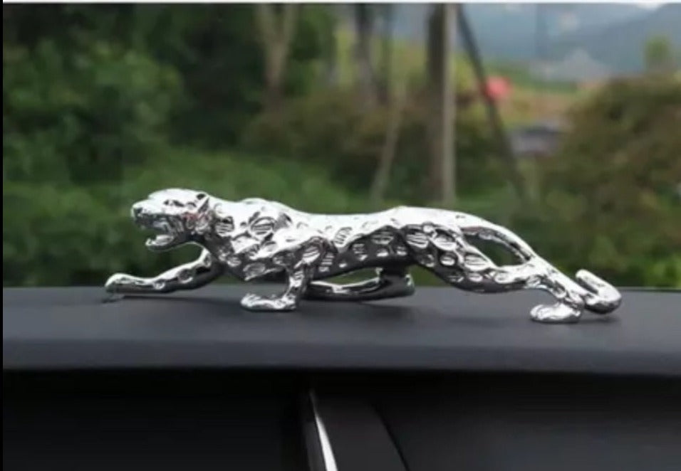 Leopard Silver Sculpture Dashboard Decoration With Double Tape