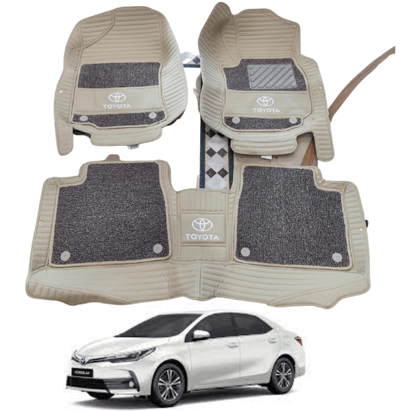 Toyota Corolla 10D Floor Mats with Brown Grass | 3 Pcs | Corolla Best Floor Mats | Corolla 10D Floor