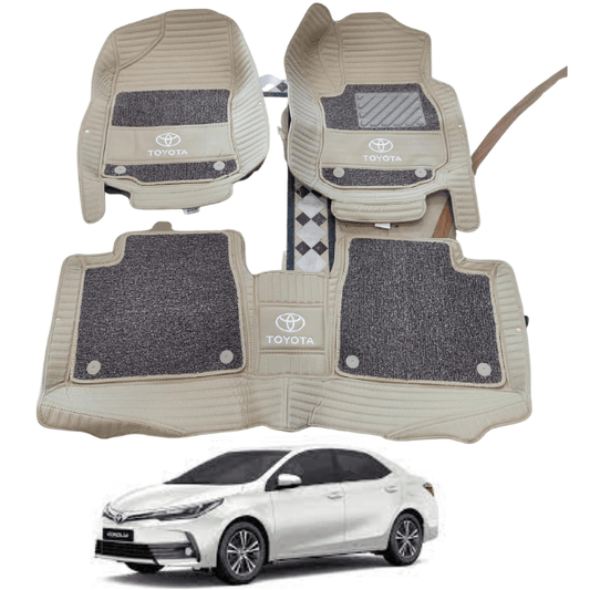 Toyota Corolla 10D Floor Mats with Brown Grass | 3 Pcs | Corolla Best Floor Mats | Corolla 10D Floor