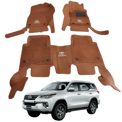 Toyota Fortuner 10D Floor Mats Brown with Brown Grass | 3 Pcs | Fortuner Best Floor Mats | Fortuner 10D Floor