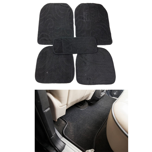 5Pcs Universal Black Carpet Floor Mat For Cars