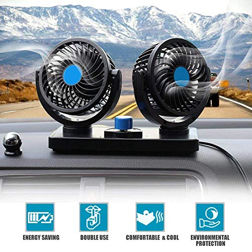 Dual Headed Rotatable Vehicle Fan - 12V | Large Size - New Modern Autos