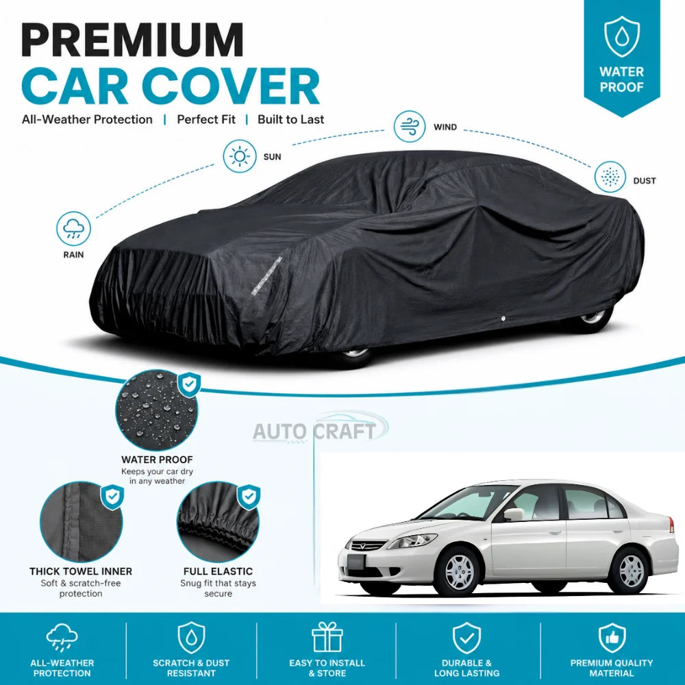 Honda Civic High GSM Microfiber Anti Scratch & Anti Swirls Water Resistant Top Cover - Model 2002 - 2005