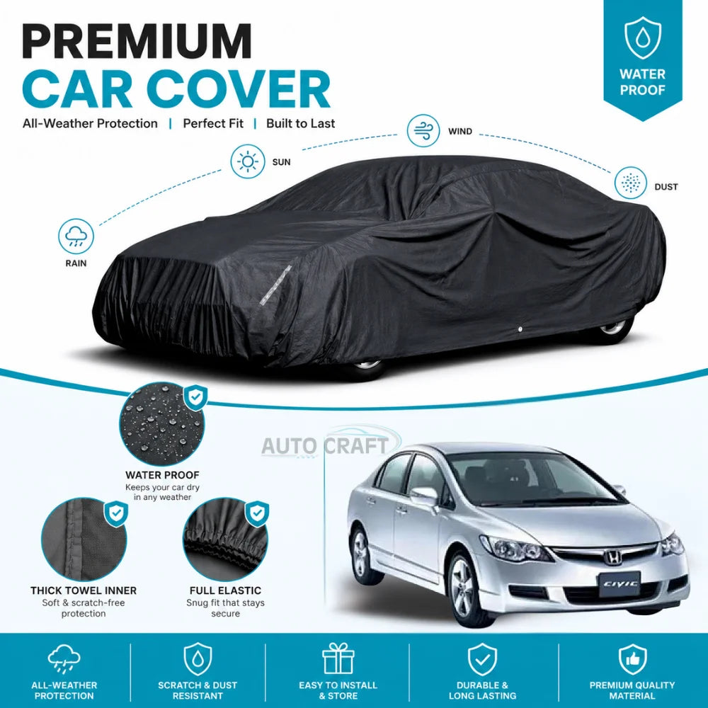 Honda Civic High GSM Microfiber Anti Scratch & Anti Swirls Water Resistant Top Cover - Model 2007 - 2012