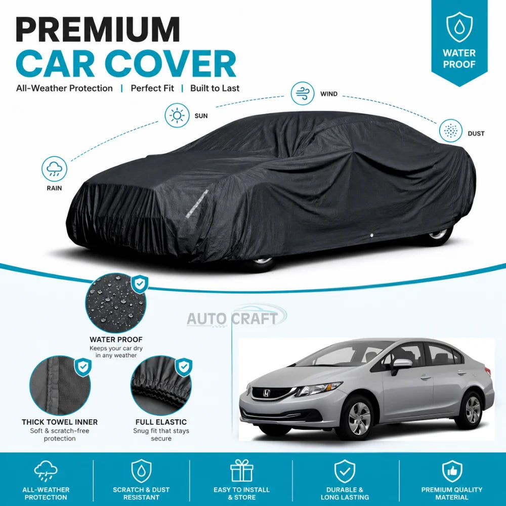 Honda Civic High GSM Microfiber Anti Scratch & Anti Swirls Water Resistant Top Cover - Model 2013 - 2016