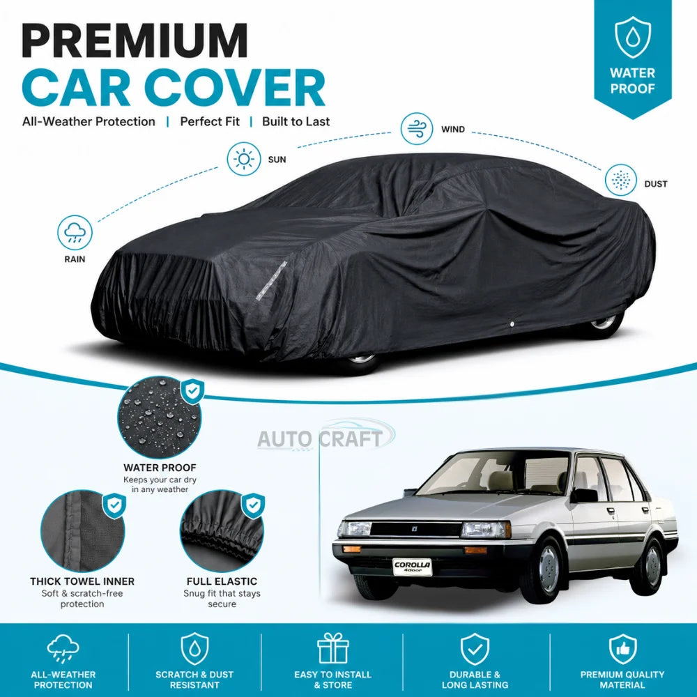 Toyota Corolla High GSM Microfiber Anti Scratch & Anti Swirls Water Resistant Top Cover - Model 1986