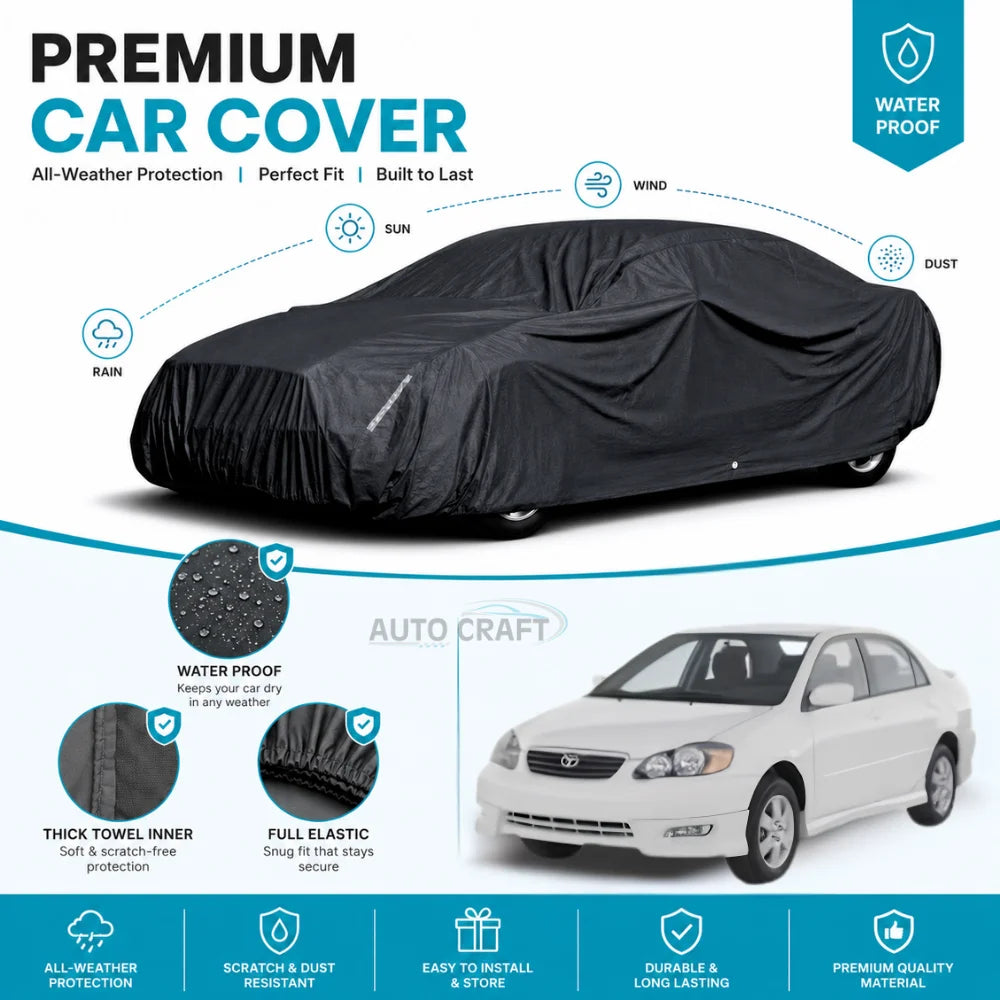 Toyota Corolla High GSM Microfiber Anti Scratch & Anti Swirls Water Resistant Top Cover - Model 2003 - 2008