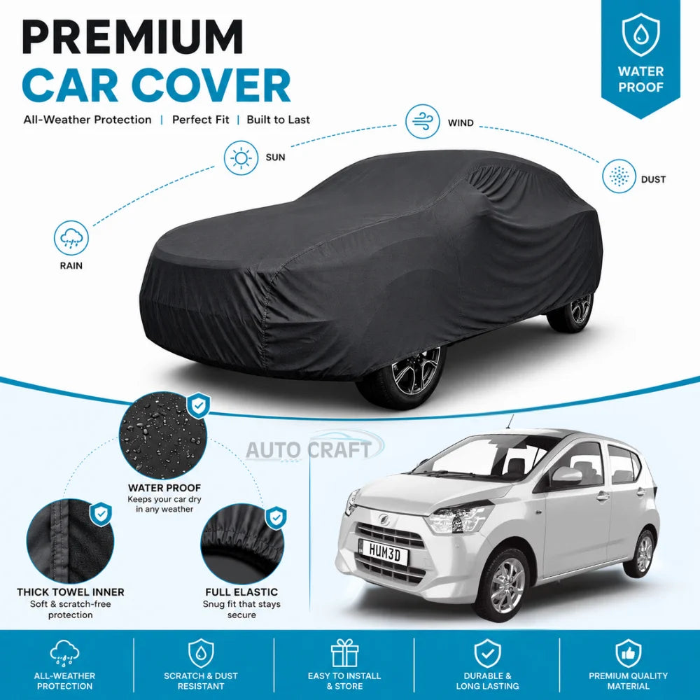 Daihatsu Mira High GSM Microfiber Anti Scratch & Anti Swirls Water Resistant Top Cover