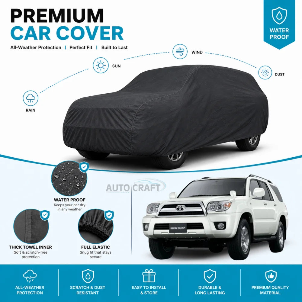Toyota Hilux Surf High GSM Microfiber Anti Scratch & Anti Swirls Water Resistant Top Cover