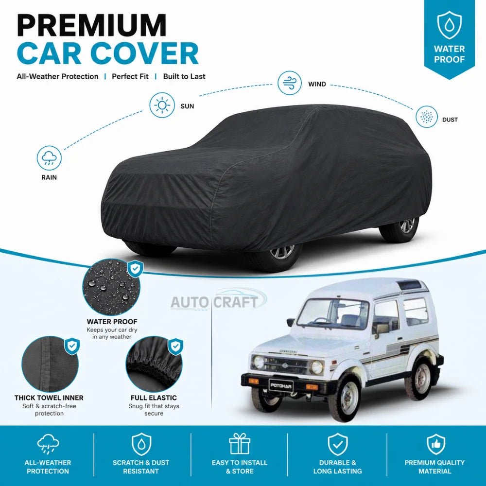 Toyota Potohar Jeep High GSM Microfiber Anti Scratch & Anti Swirls Water Resistant Top Cover