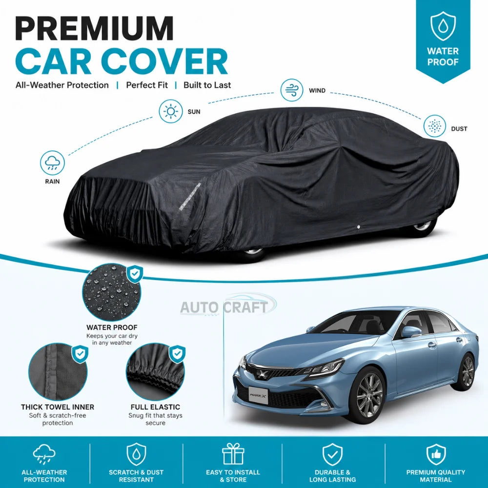 Toyota Mark-X High GSM Microfiber Anti Scratch & Anti Swirls Water Resistant Top Cover