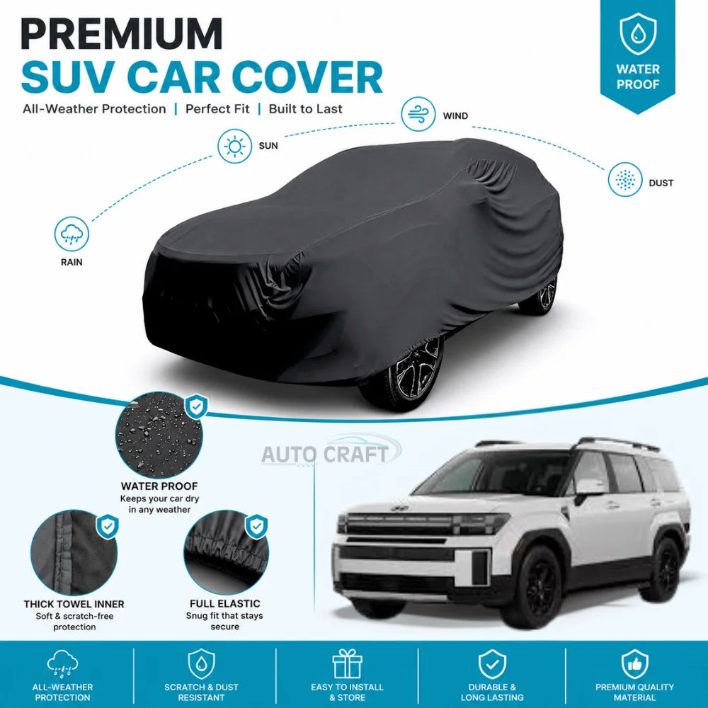 Hyundai New Santa Fe High GSM Microfiber Anti Scratch & Anti Swirls Water Resistant Top Cover