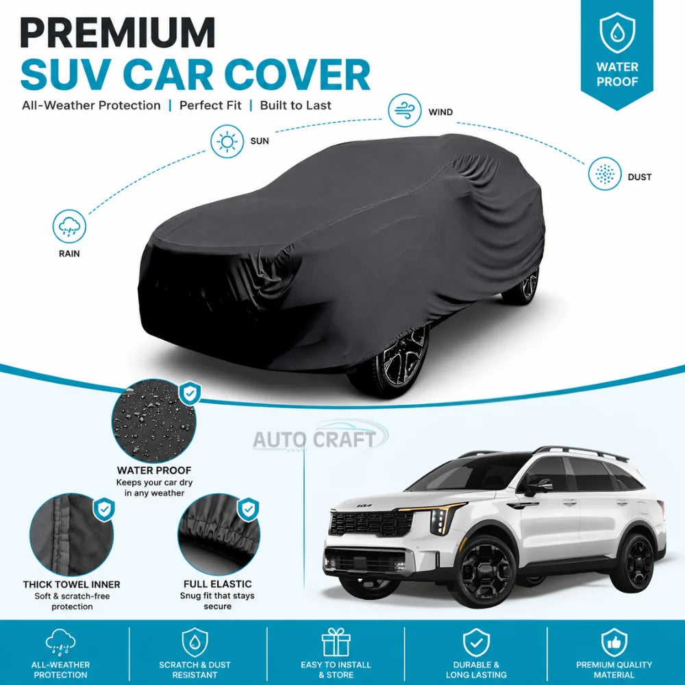 KIA New Sorento High GSM Microfiber Anti Scratch & Anti Swirls Water Resistant Top Cover