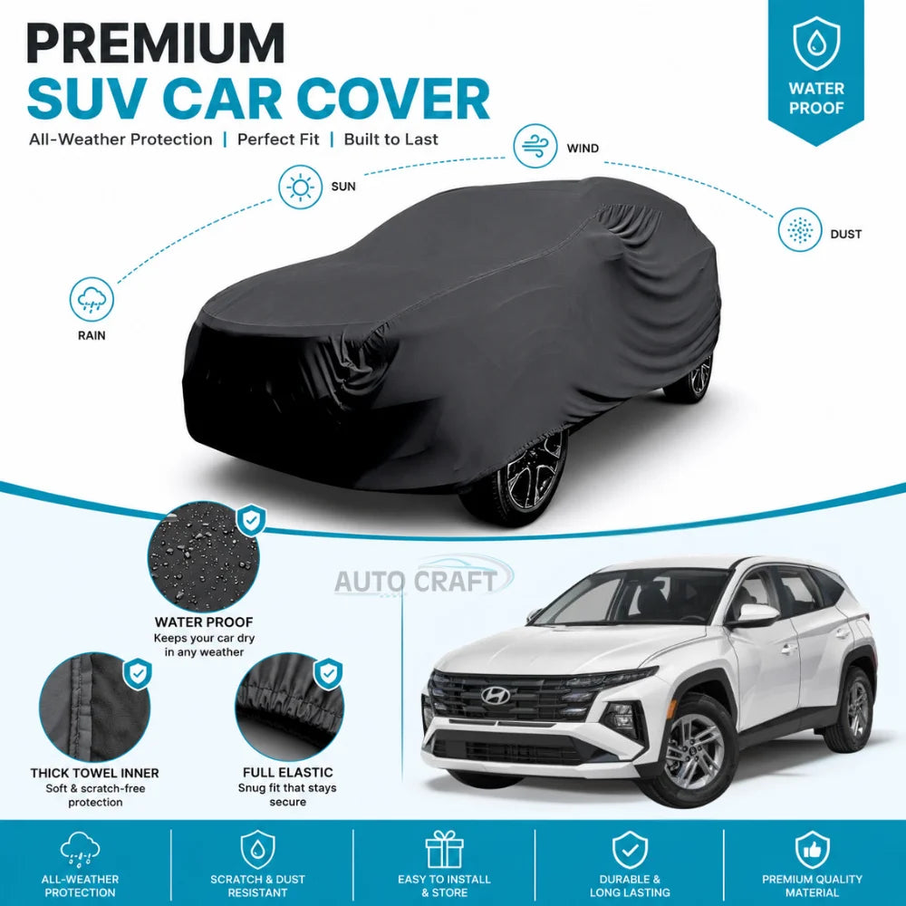 Hyundai New Tucson High GSM Microfiber Anti Scratch & Anti Swirls Water Resistant Top Cover