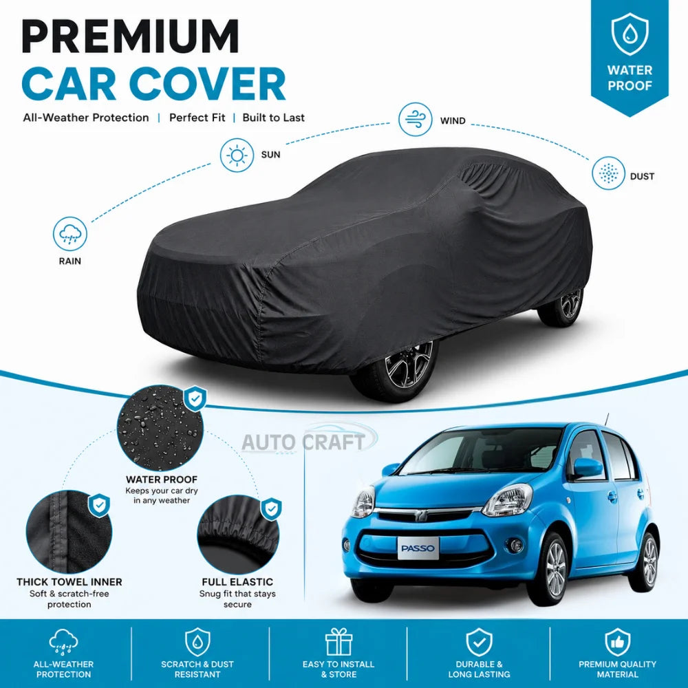 Toyota Passo High GSM Microfiber Anti Scratch & Anti Swirls Water Resistant Top Cover