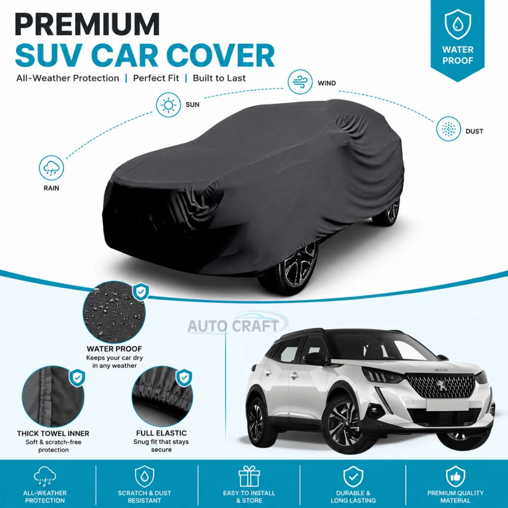 Peugeot 2008 High GSM Microfiber Anti Scratch & Anti Swirls Water Resistant Top Cover