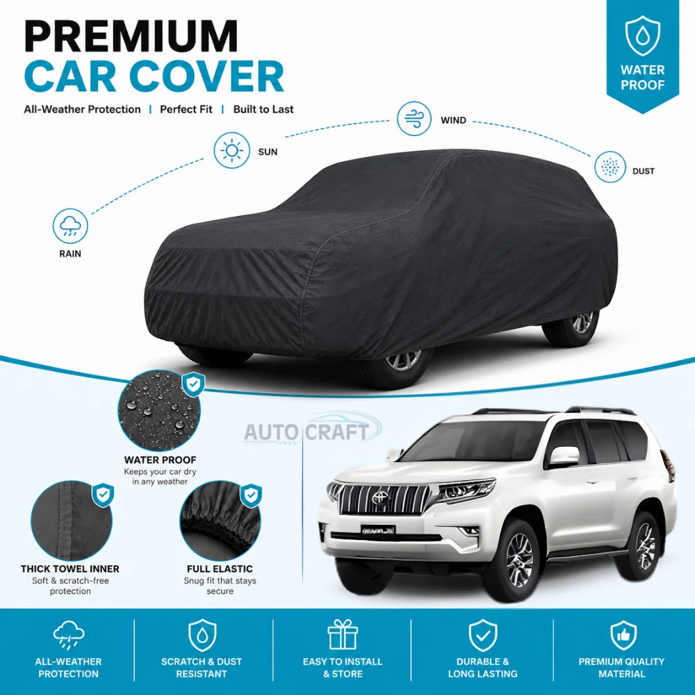 Toyota Land Cruiser Prado High GSM Microfiber Anti Scratch & Anti Swirls Water Resistant Top Cover