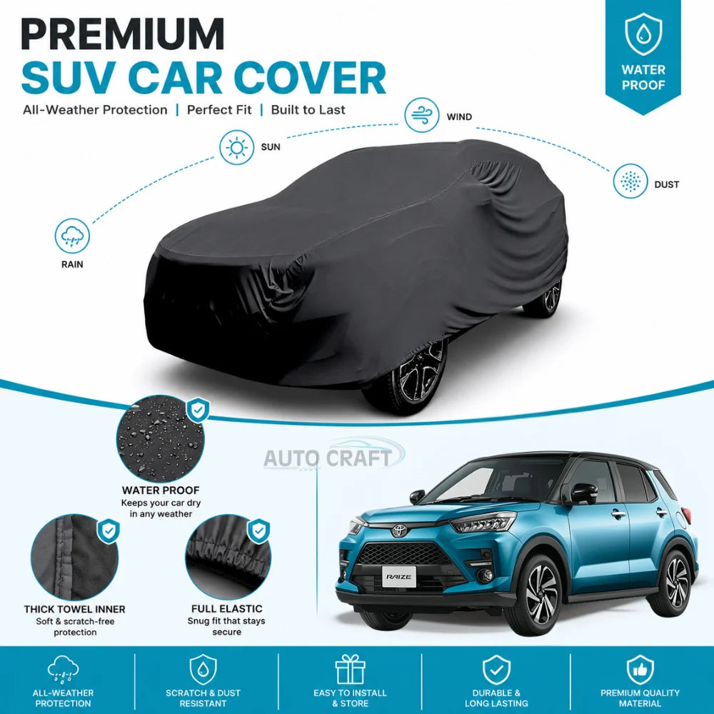 Toyota Raize High GSM Microfiber Anti Scratch & Anti Swirls Water Resistant Top Cover