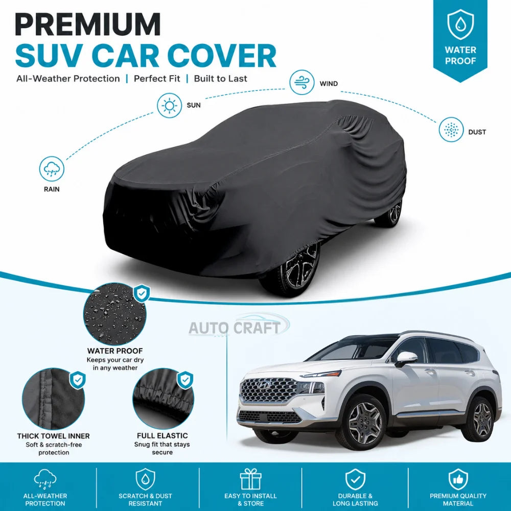 Hyundai Santa Fe High GSM Microfiber Anti Scratch & Anti Swirls Water Resistant Top Cover