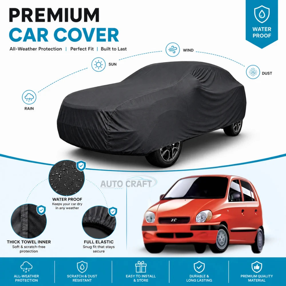 Hyundai Santro High GSM Microfiber Anti Scratch & Anti Swirls Water Resistant Top Cover