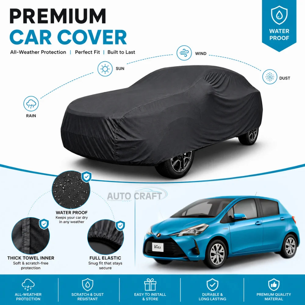 Toyota New Vitz High GSM Microfiber Anti Scratch & Anti Swirls Water Resistant Top Cover